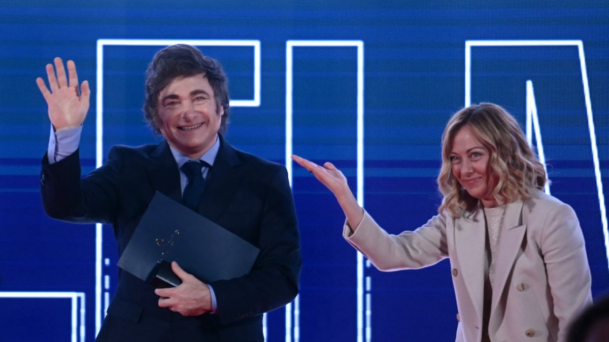Javier Milei y Giorgia Meloni en un encuentro reciente en Italia
