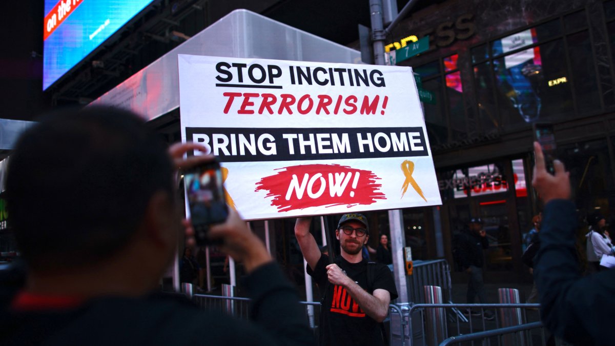 Un manifestante proisraelí en Nueva York