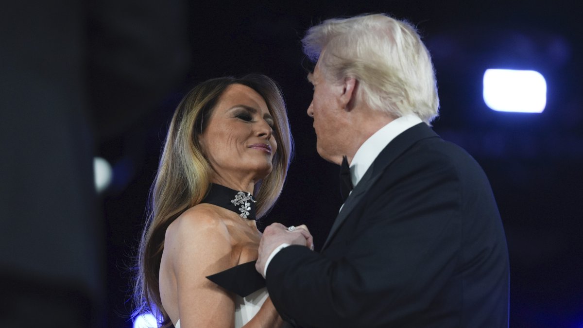 Donald and Melania Trump, at the presidential ball