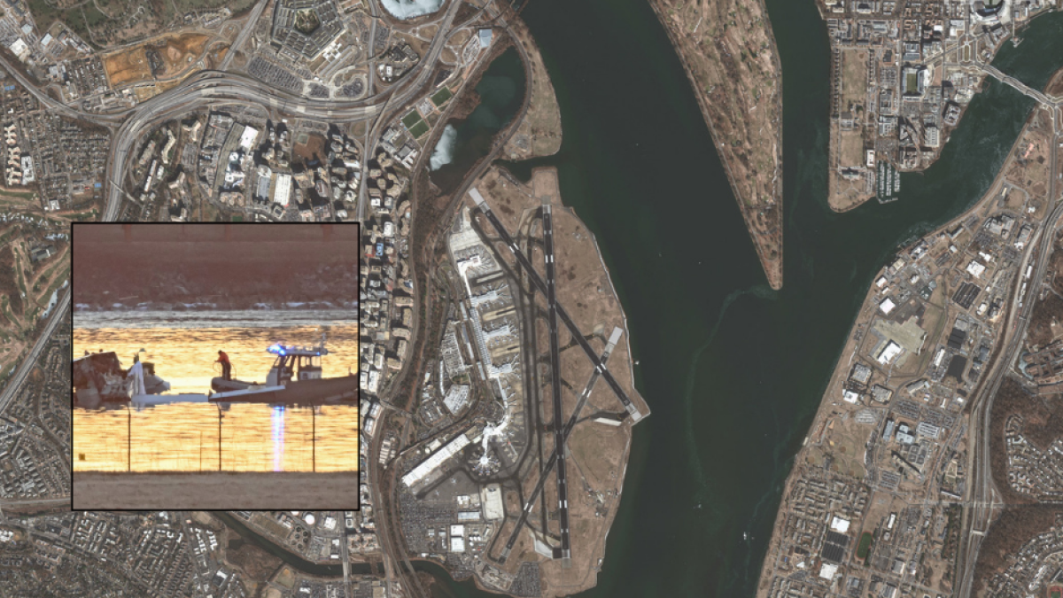 Imagen satelital muestra una vista general del área cercana al Aeropuerto Reagan