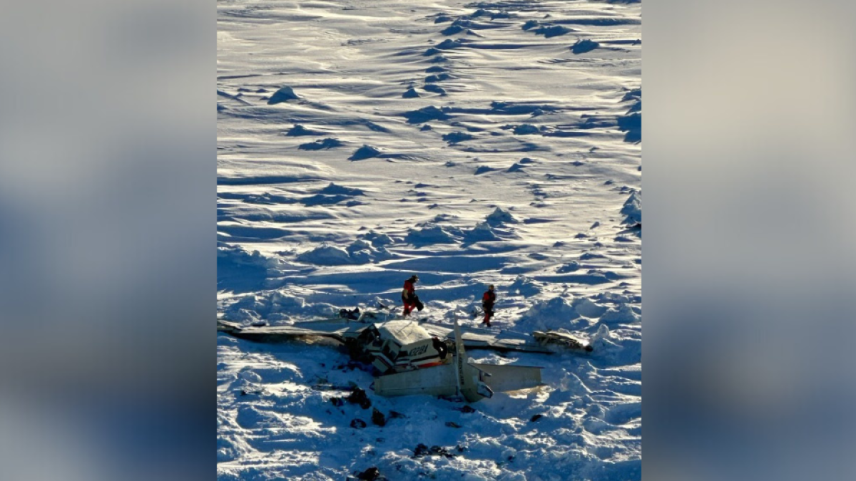 This image obtained from the U.S. Coast Guard (USCG) on February 7, 2025, shows the wreckage of a plane reported missing on February 6. 