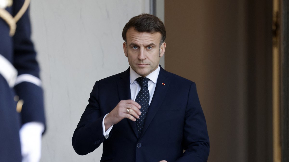 Emmanuel Macron, French president, before the meeting in Paris.