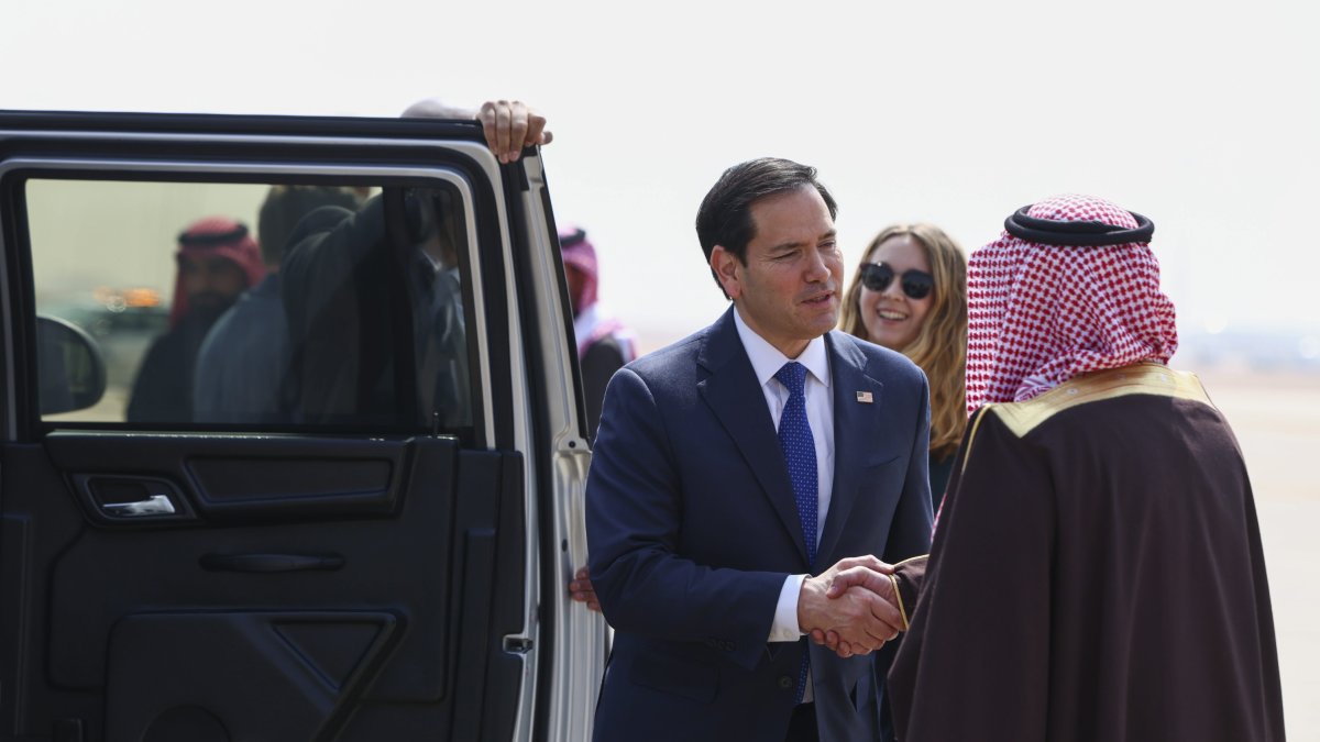 Secretary of State Marco Rubio arrives in Riyadh, Saudi Arabia.