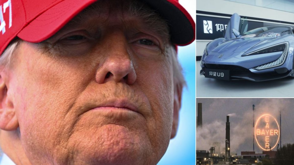 Donald Trump. Vehículo de BYD. Fábrica de Bayer