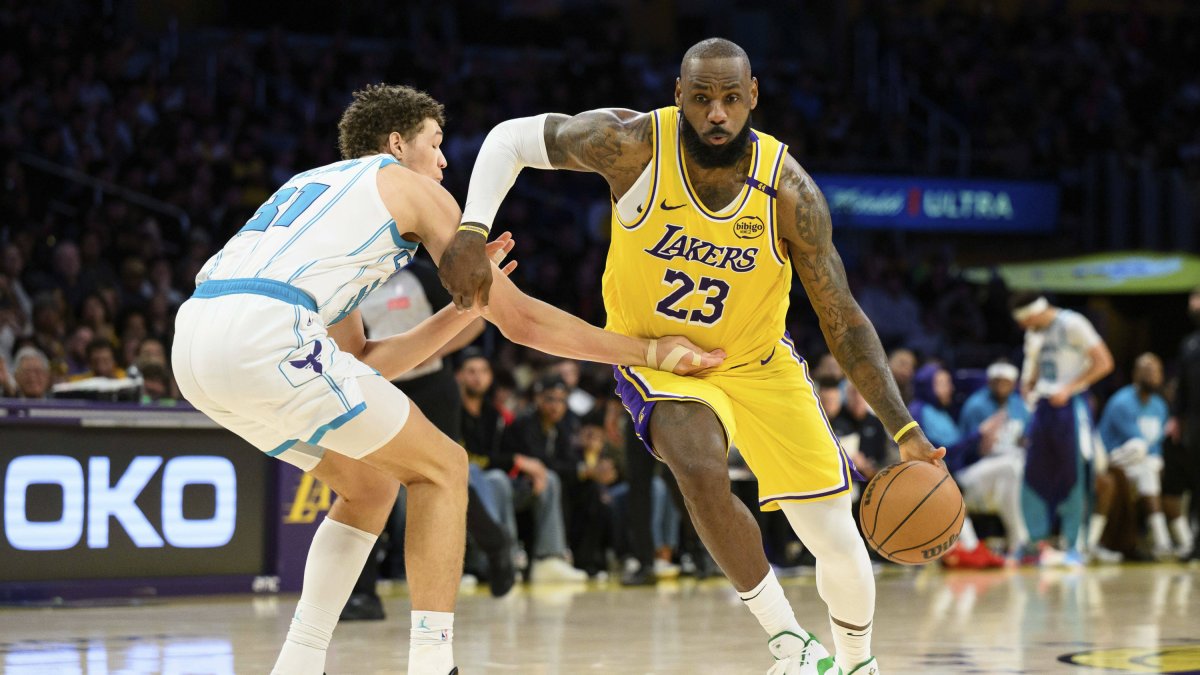 LeBron James facing the Charlotte Hornets