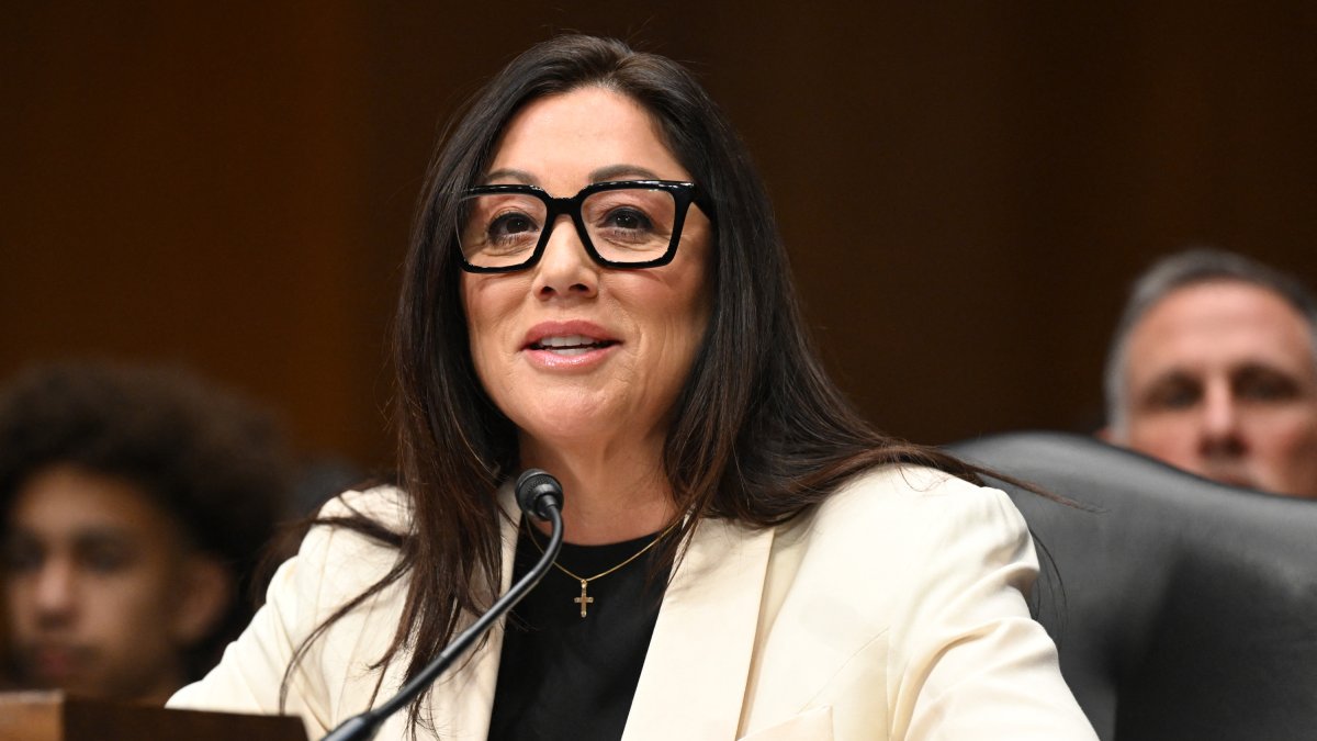 Lori Chavez-DeRemer testifies during a Senate hearing.