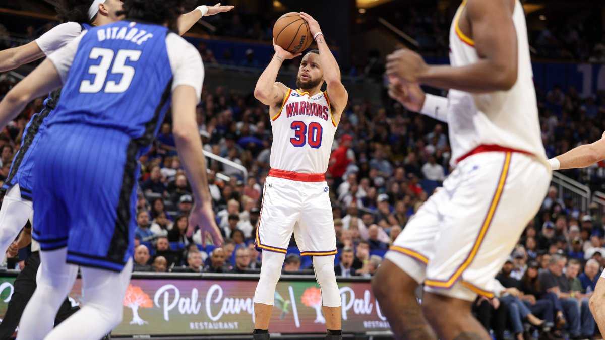 Curry prepares to shoot a 3-pointer
