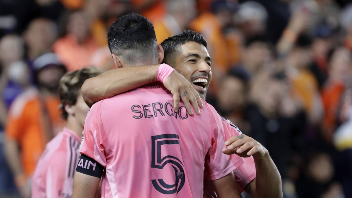 Busquets and Luis Suarez, Inter Miami players