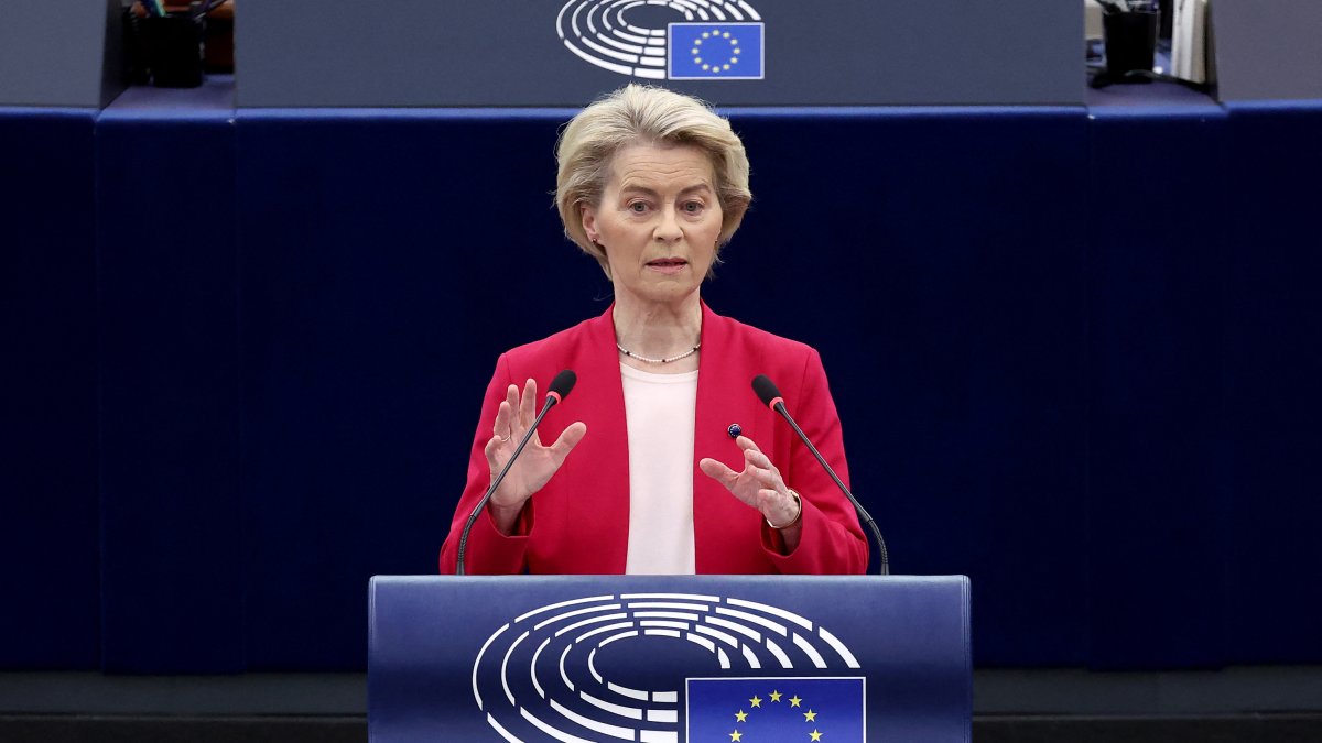Ursula Von der Leyen at the European Parliament.
