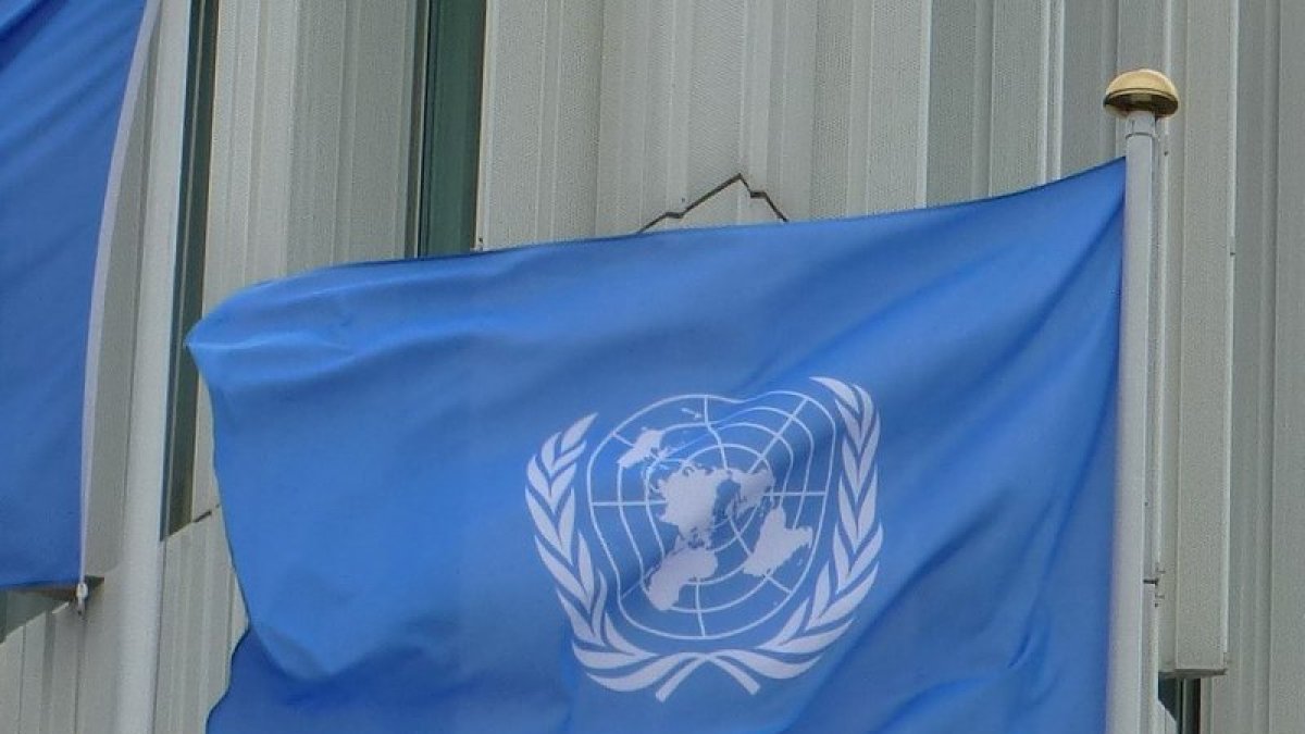 Flag of United Nations at UN City in Østerbro in Copenhagen.
