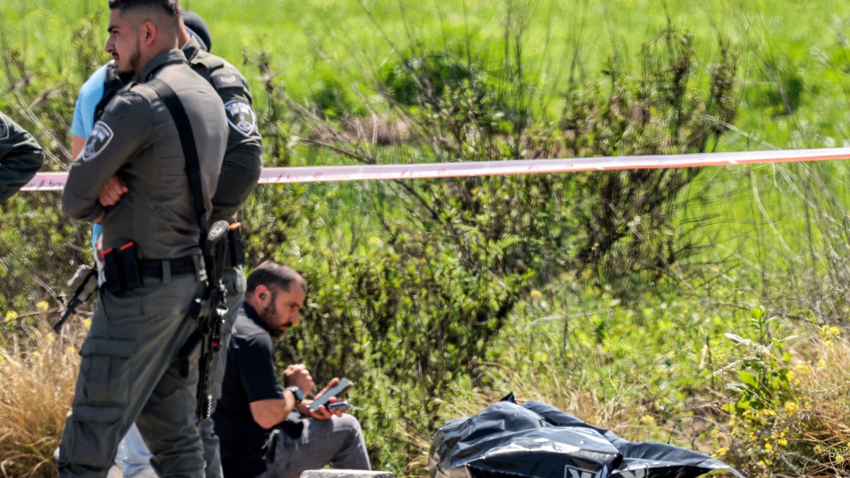 Israeli forces at the scene of the attack
