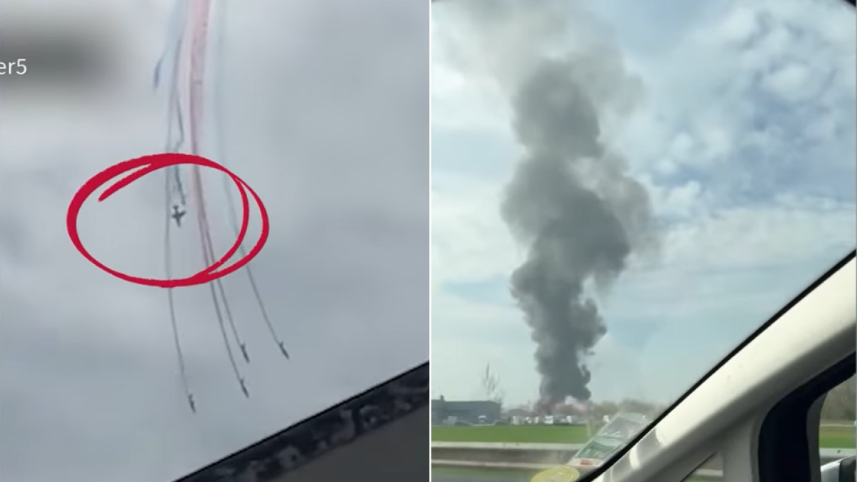 Videos of the collision of two 'Patrouille de France' jets.