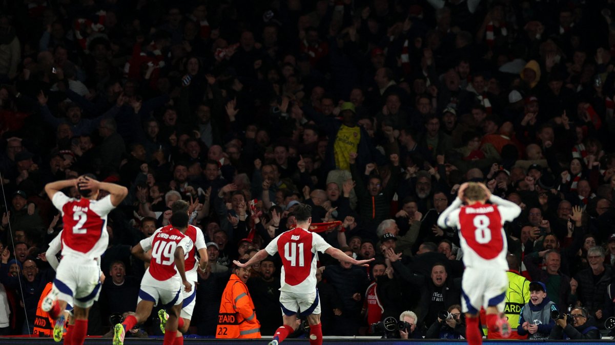 Declan Rice celebra uno de sus grandes golazos ante el Real Madrid