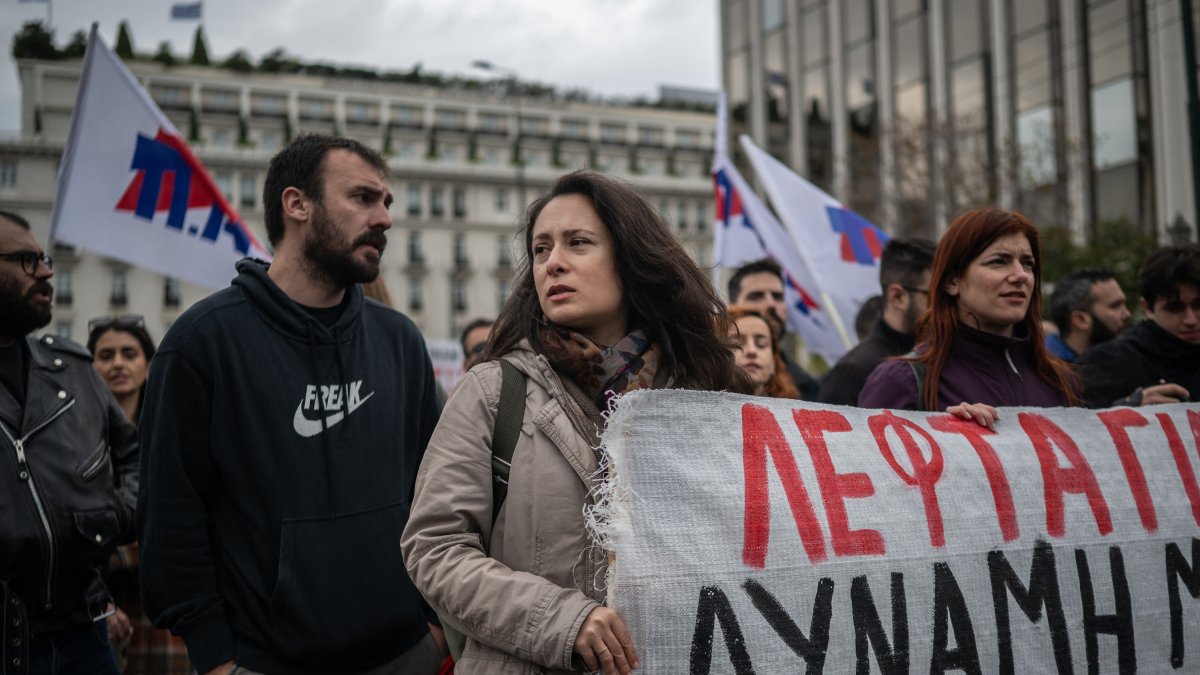 Demonstration by striking unions in Greece.