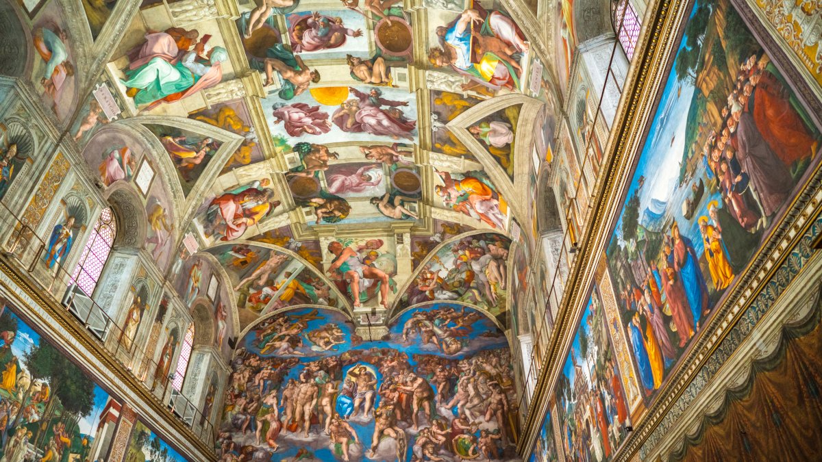 Image of the dome of the Sistine Chapel, in the Vatican.
