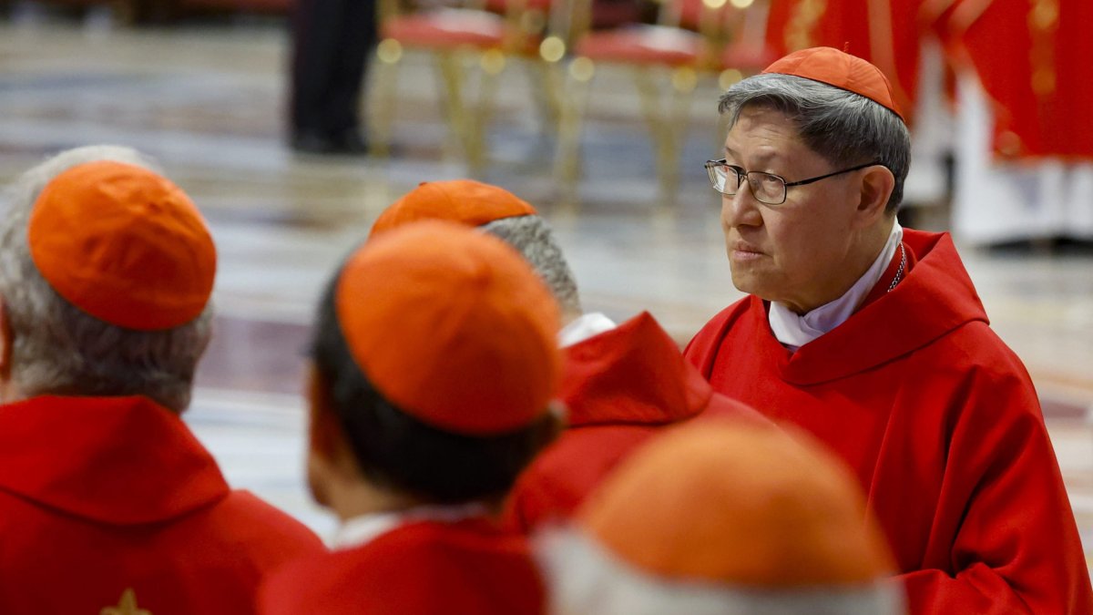 Cardinal Tagle, along with other cardinals at a mass in memory of Francis.