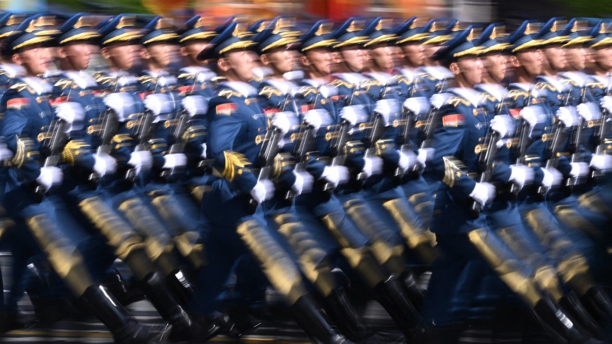 Chinese servicemen march on Red Square during the Victory Day military parade in central Moscow.