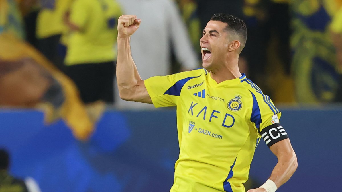 Cristiano Ronaldo celebrates a goal scored with Al Nassr