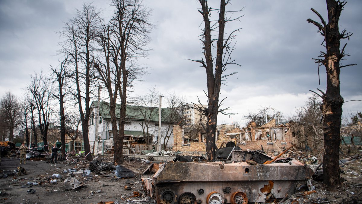 Aftermath of Russian strike in the town of Irpin, Ukraine