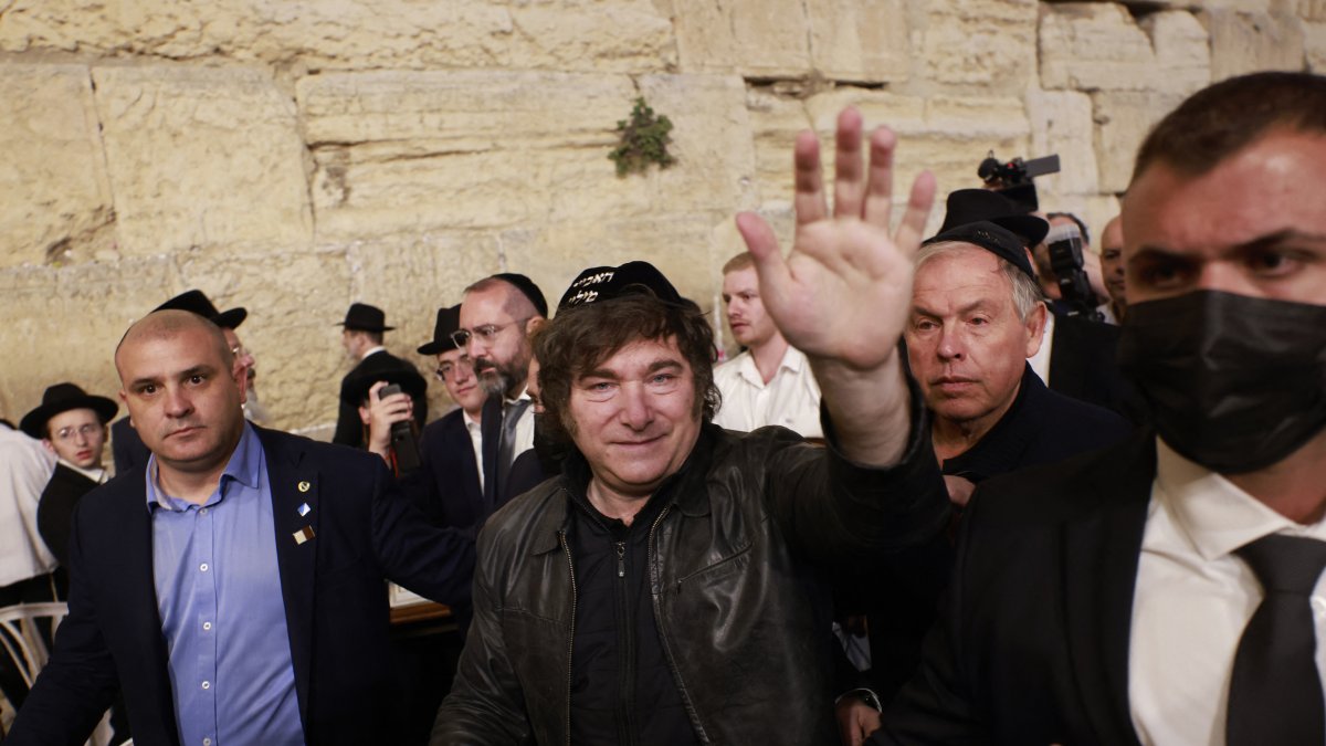 Argentina's President Javier Milei visits the Western Wall in the old city of Jerusalem