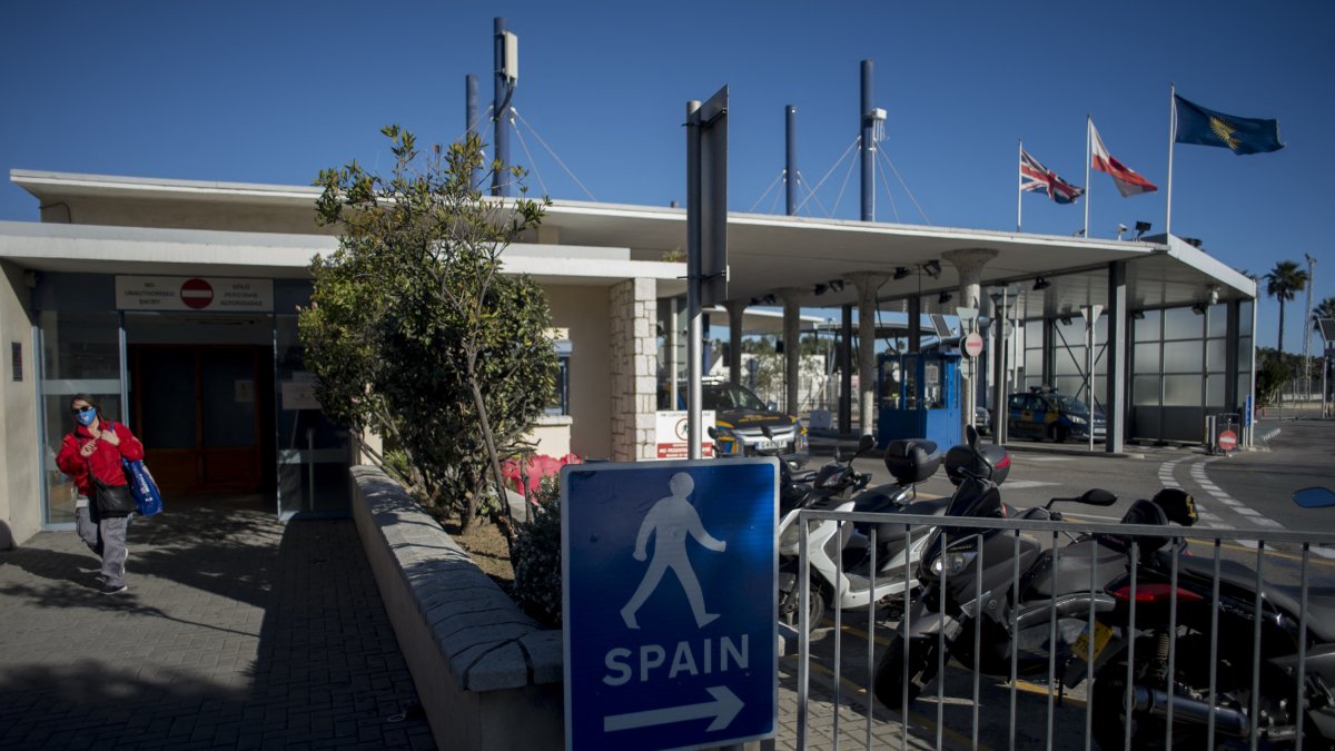 Border control between Spain and Gibraltar. File image