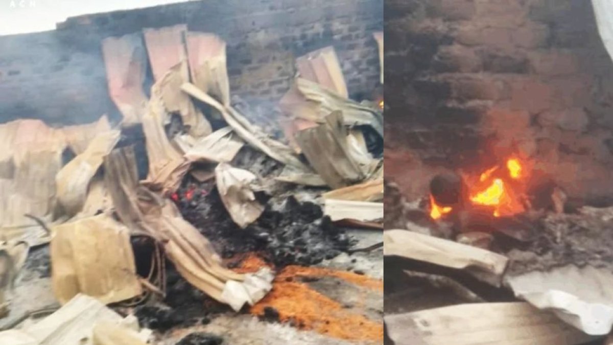 Incendios provocados por los atacantes que masacraron a 200 cristianos