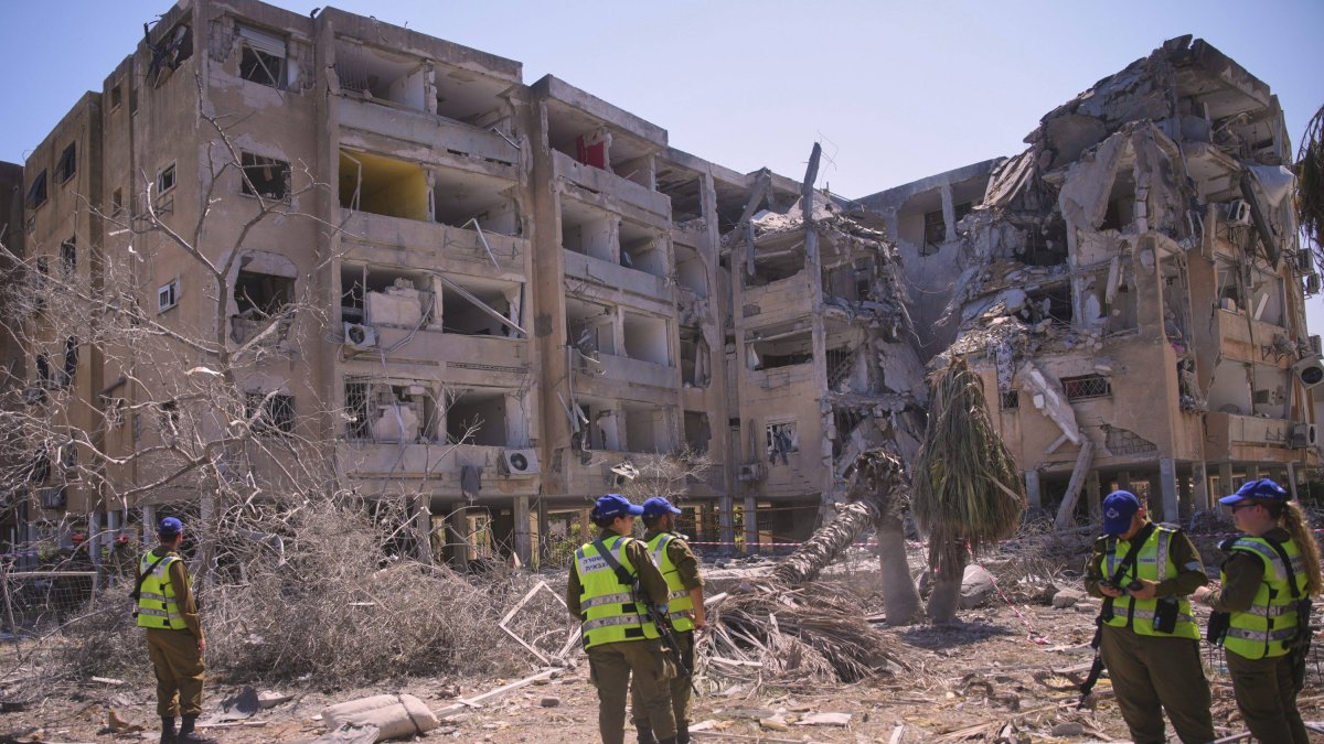Scene of the impact of an Iranian missile near Tel Aviv, Israel