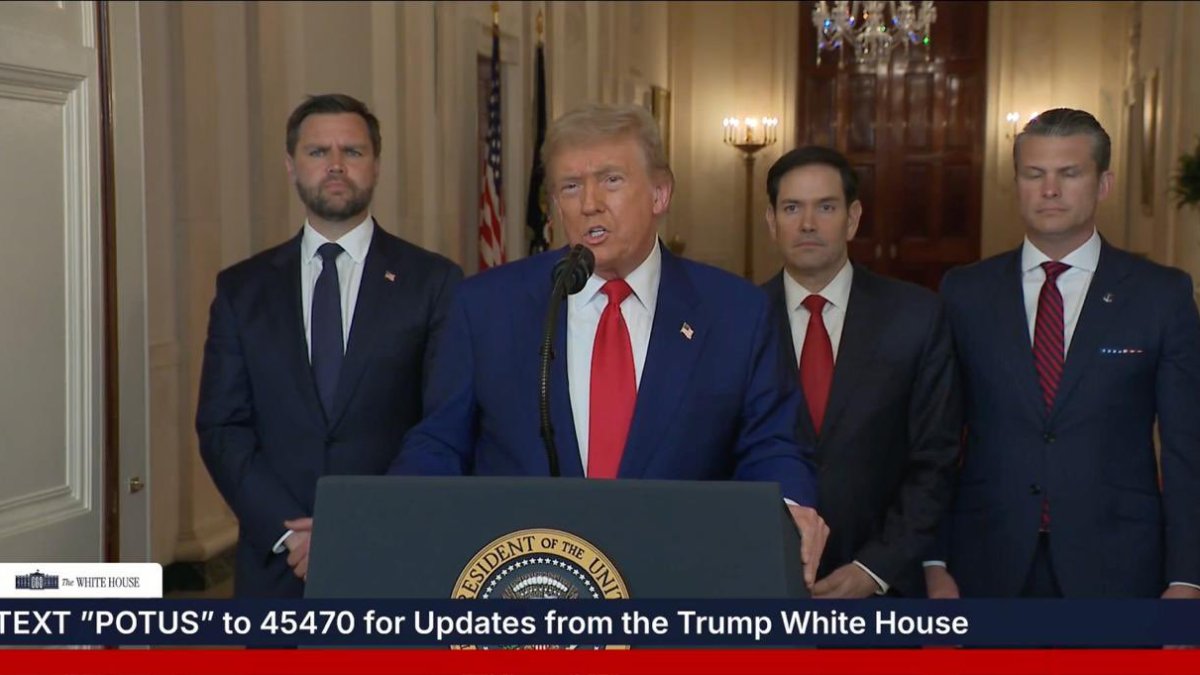 Donald Trump le habla a la nación tras los bombardeos de Irán.