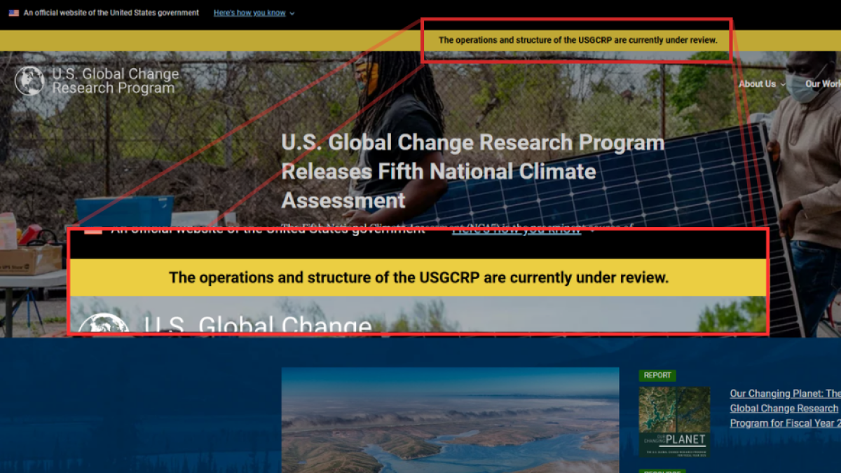 La página del USGCRP dice que sus operaciones y estructura 