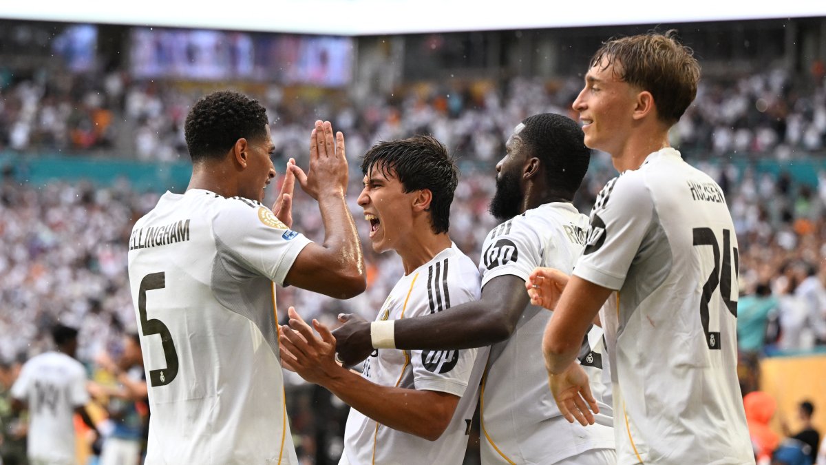 Real Madrid players celebrate their victory over Juventus. FIFA Club World Cup