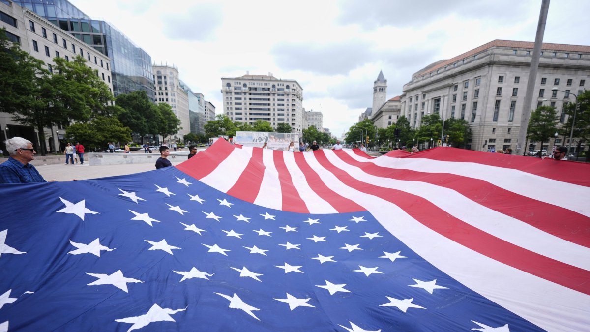 A giant US flag.
