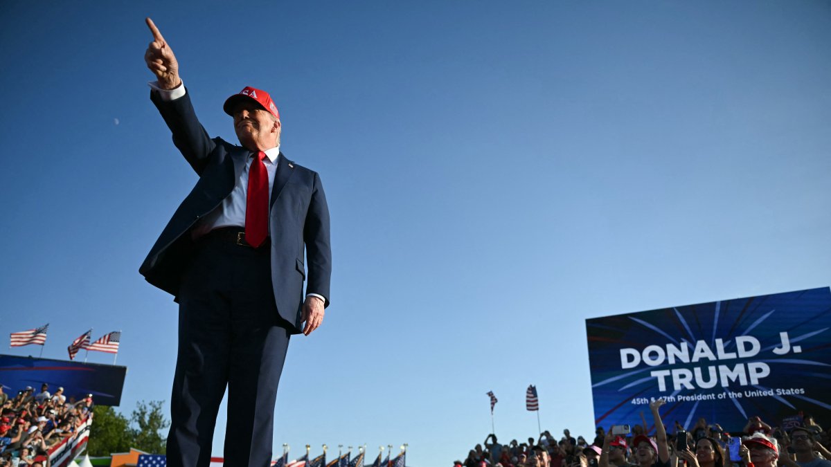 Donald Trump en el recinto ferial estatal de Iowa en Des Moines