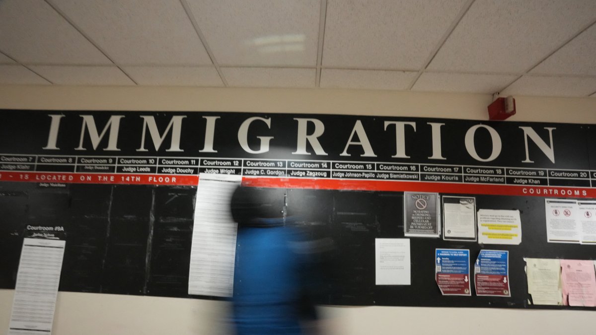 An Immigration and Customs Enforcement (ICE) agent inside the Federal courthouse.