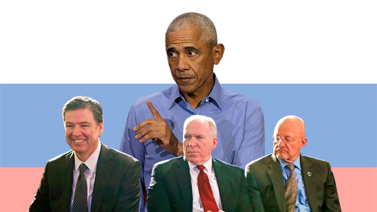 Montaje con Obama, Comey, Brennan y Clapper