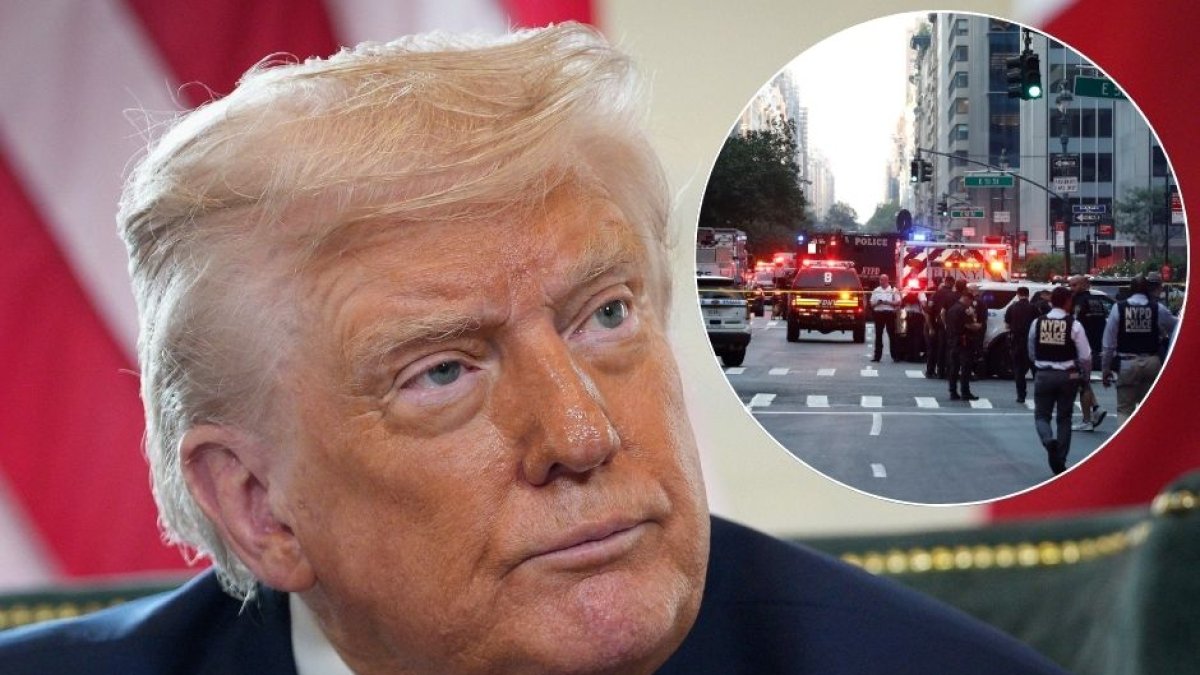 Donald Trump at the White House. Image of the shooting in New York
