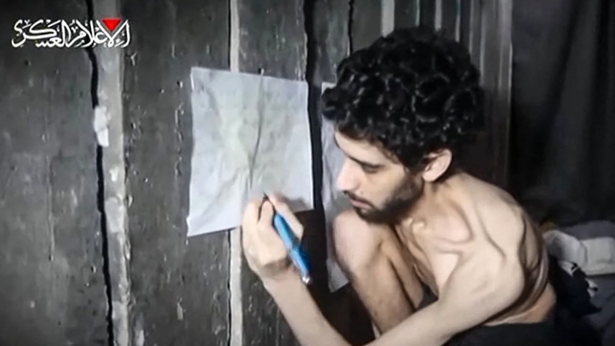 Image released by Hamas of hostage Evyatar David.