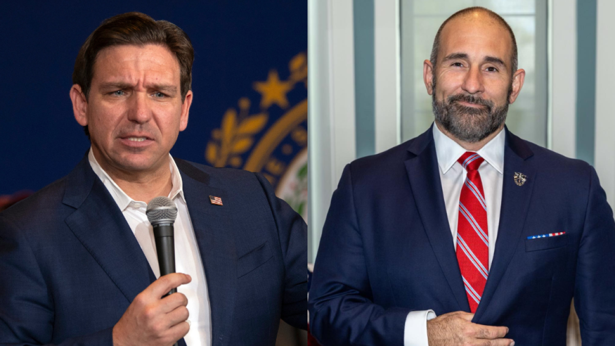 Pictured, Florida Governor Ron DeSantis and lawmaker Jay Collins