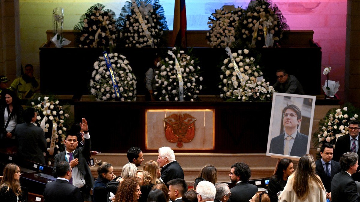 Velatorio del senador Miguel Uribe en el Congreso de Bogotá el 11 de agosto de 2025