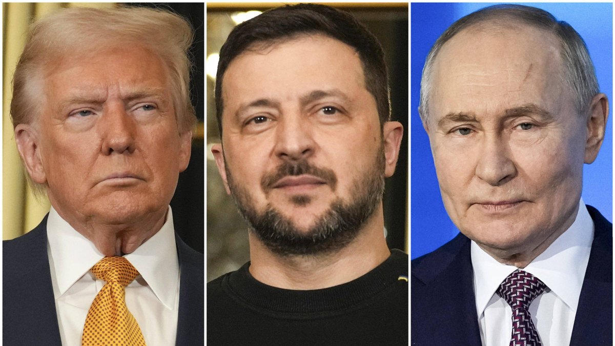Donald Trump, Volodymir Zelensky and Vladimir Putin