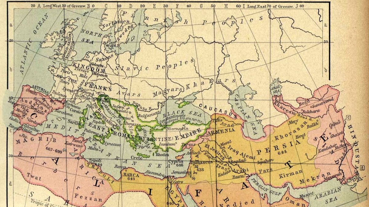 Mapa del Califato del año 750 d. C., según consta en la obra de 1926 