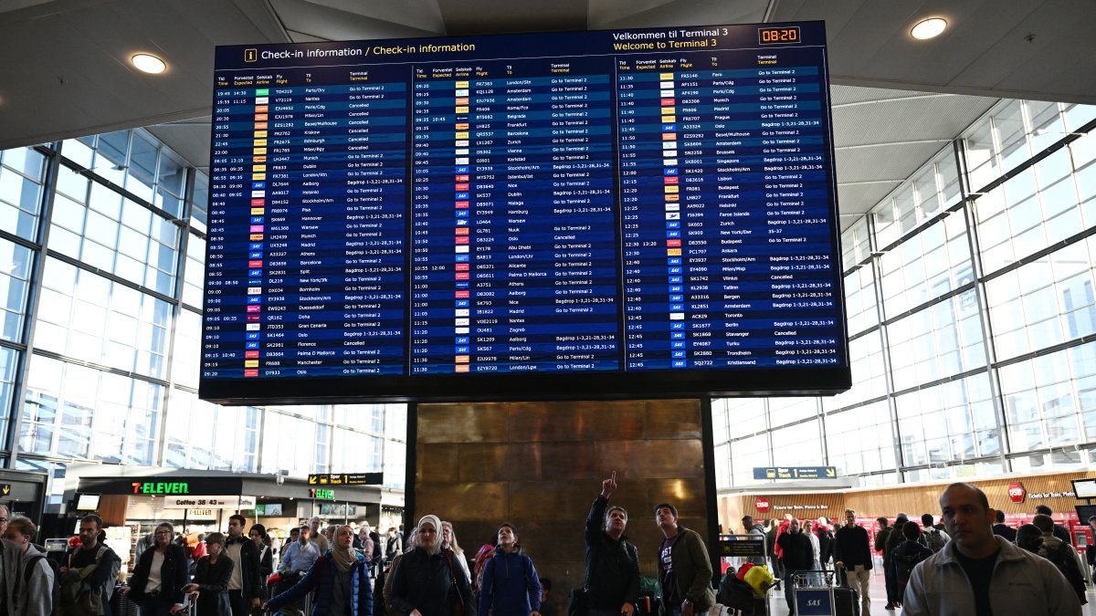 Passengers waiting at a European airport (file).