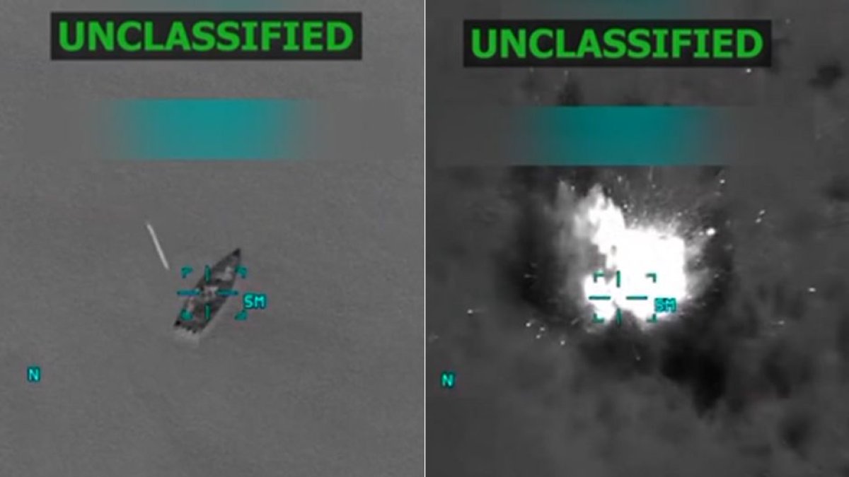 Narcolancha destruida por EEUU frente a Venezuela. 14 de octubre de 2025