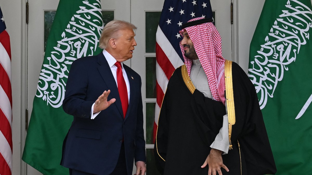 Donald Trump and Mohammed bin Salman, before meeting at the White House.