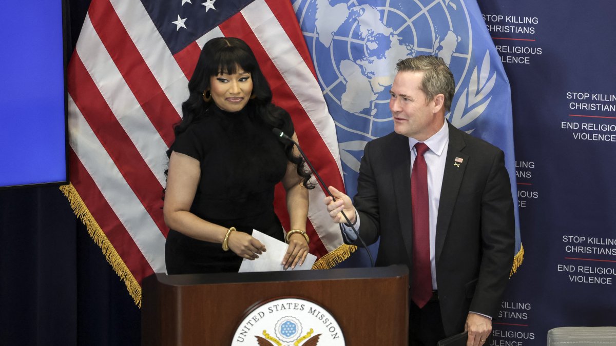 Nicki Minaj y Mike Walt en la ONU/ Angela Weiss