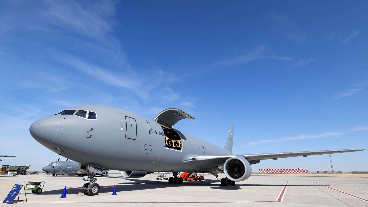 A Boeing KC-46 Pegasus military aerial refueling. File archive