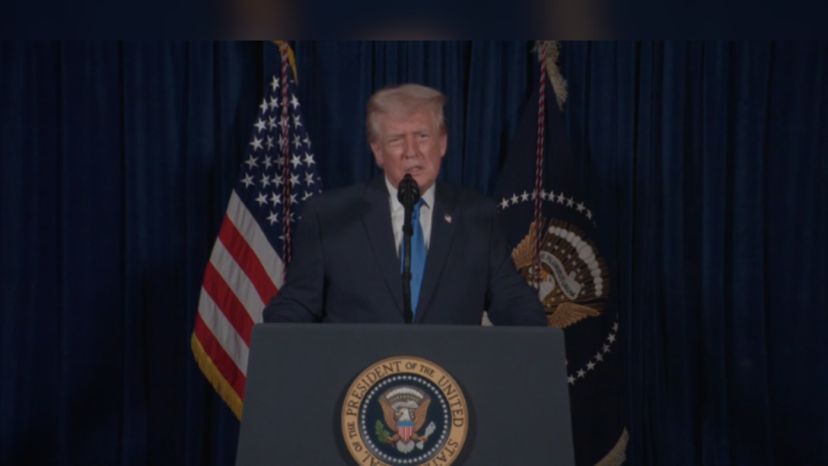 A screenshot of President Donald Trump's address.