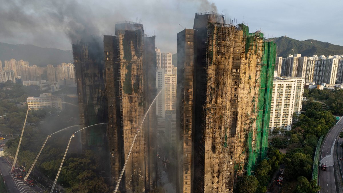 Buildings burned down in Hong Kong