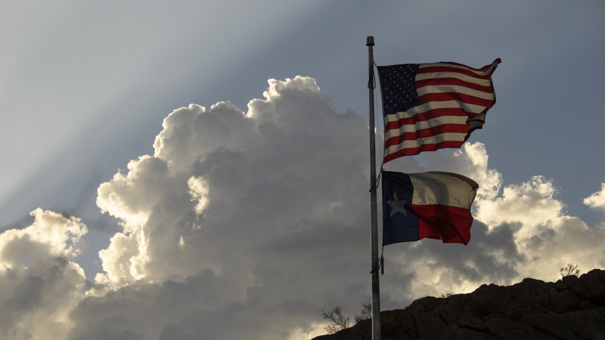 U.S. and Texas Flags.