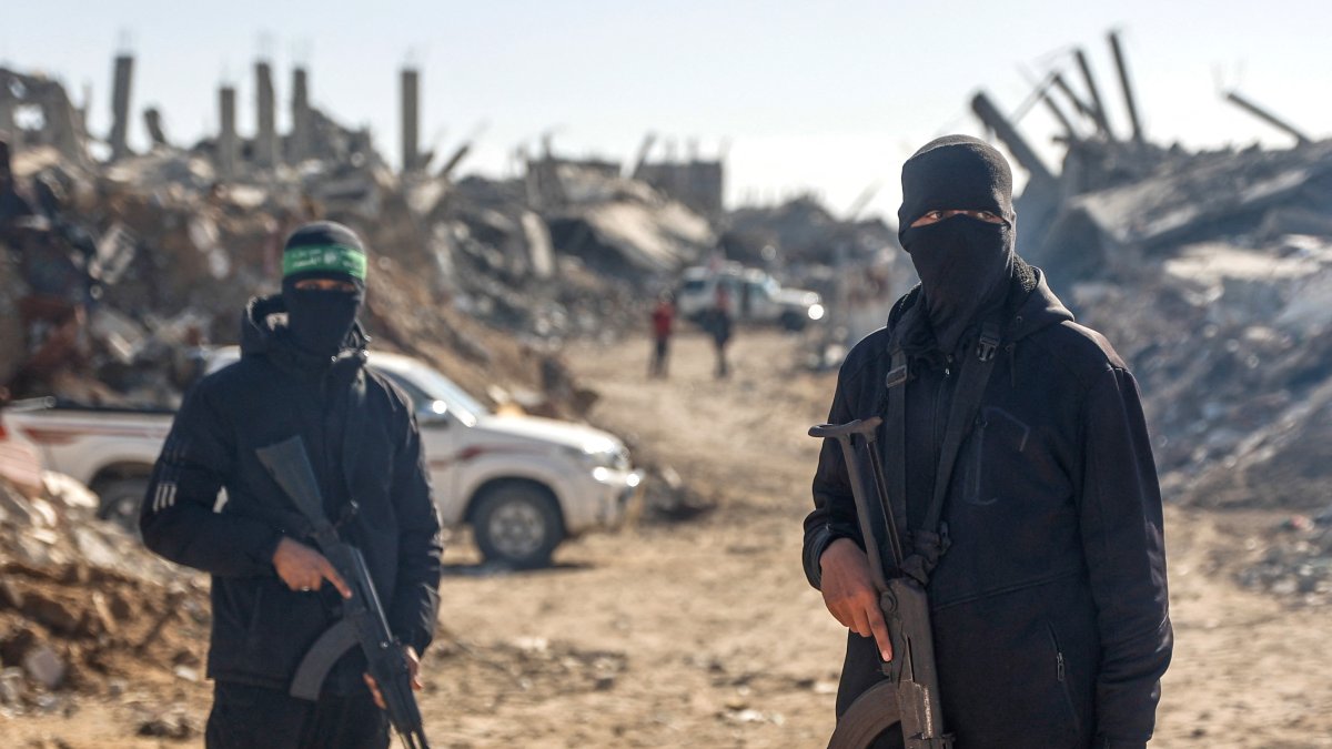 Militantes de Hamás en el campo de refugiados de Yabalia.