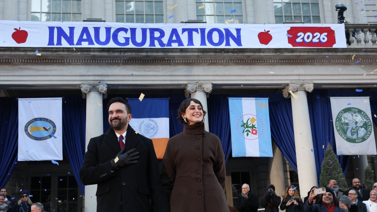 Mamdani during his inauguration as mayor/ Timothy A. Clary.